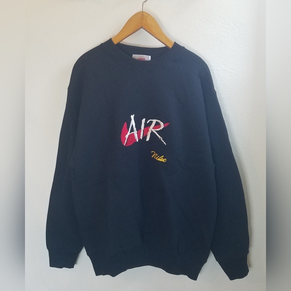 Nike | Sweaters | Vintage 8s 90s Nike Air Sweatshirt Fleece Lined  Embroidery Logo Usa Made Large | Poshmark